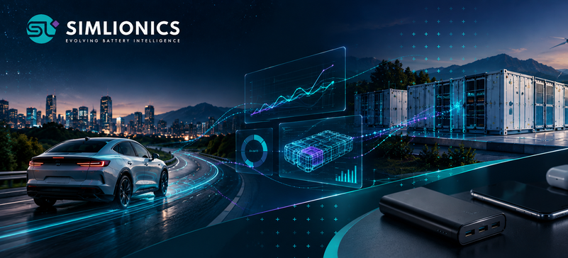 Simlionics AI battery intelligence and analytics for electric vehicles, energy storage systems, and battery technology.